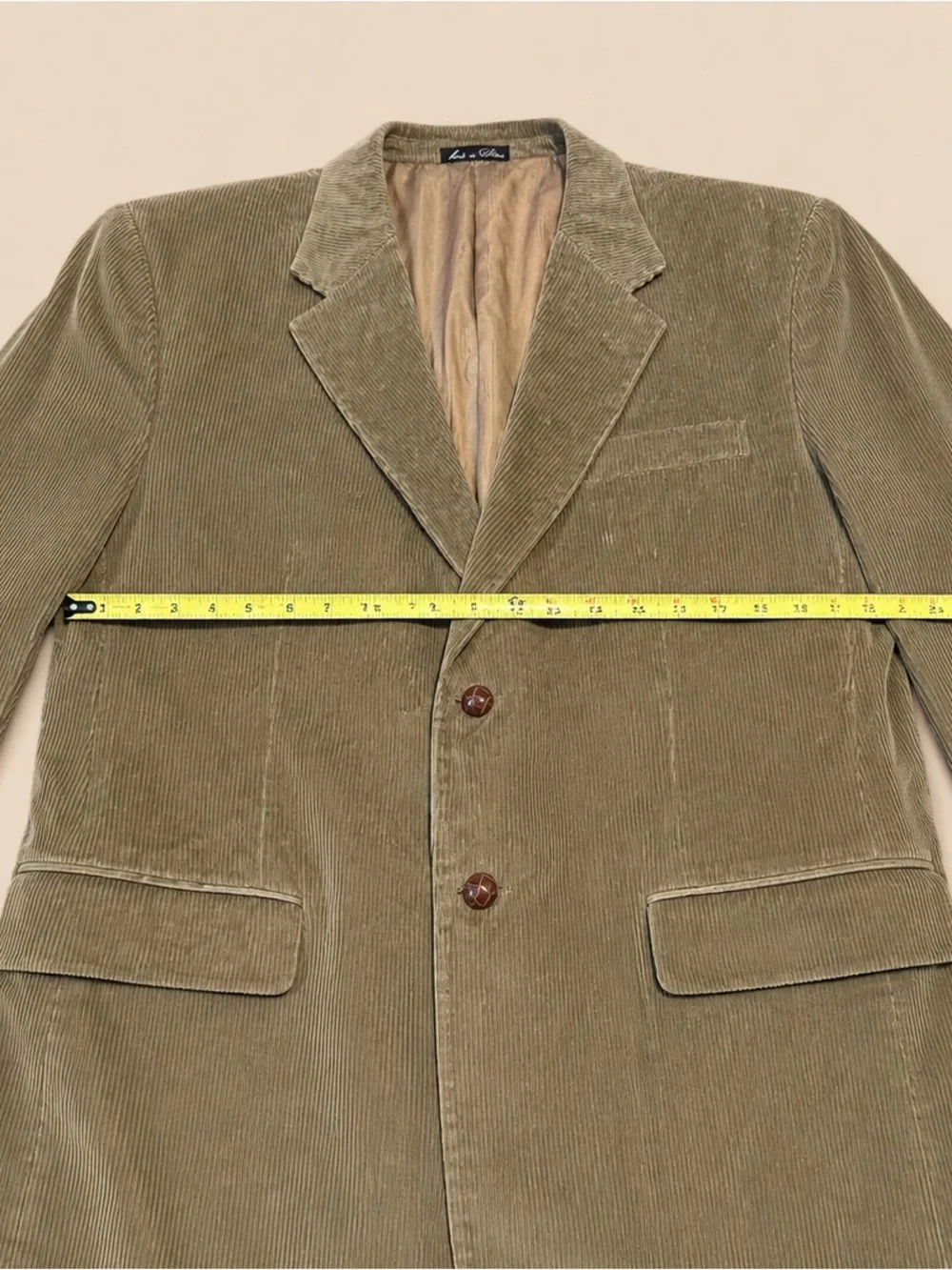 Monsieur Adolfo Men’s Corduroy Blazer 42R Olive Taupe Two-Button Sport Coat